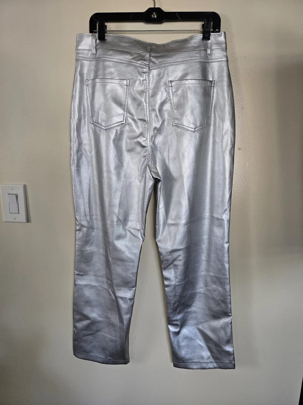 Nwt Haute Monde Silver Metallic Women's Pants Sleek Shine Size XL - Picture 4 of 7